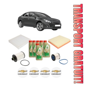 Set Pachet filtre revizie Bosch, 6 litrii ulei Castrol 5W40 CHEVROLET CRUZE (J300) 2.0 CDI din 2010, 4x Stickere auto cu CHEVROLET