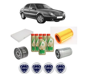 Set Pachet filtre revizie Bosch, 6 litrii ulei Castrol 5W40 LANCIA LYBRA (839_) 2.4 JTD (839AXL1A) din 2000-2002, 4x Stickere auto cu LANCIA - Img 2