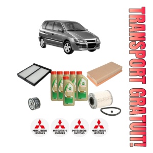 Set Pachet filtre revizie Bosch, 6 litrii ulei Castrol 5W40 MITSUBISHI SPACE STAR MPV (DG_A) 1.9 DI-D (DG4A) din 2002-2004, 4x Stickere auto cu MITSUBISHI