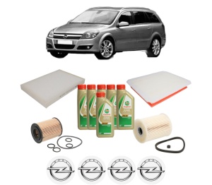 Set Pachet filtre revizie Bosch, 6 litrii ulei Castrol 5W40 OPEL ASTRA H Estate (A04) 1.7 CDTI (L35) din 2007-2014, 4x Stickere auto cu OPEL - Img 2