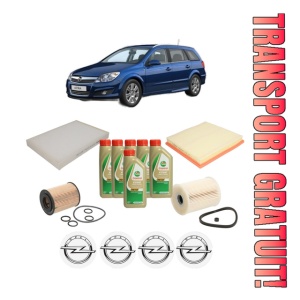 Set Pachet filtre revizie Bosch, 6 litrii ulei Castrol 5W40 OPEL ASTRA H CLASSIC Estate (A04) 1.7 CDTi (L35) din 2009, 4x Stickere auto cu OPEL