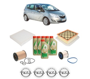 Set Pachet filtre revizie Bosch, 6 litrii ulei Castrol 5W40 OPEL MERIVA B MPV (S10) 1.7 CDTI (75) din 2010-2013, 4x Stickere auto cu OPEL - Img 2