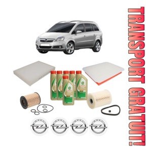 Set Pachet filtre revizie Bosch, 6 litrii ulei Castrol 5W40 OPEL ZAFIRA / ZAFIRA FAMILY B (A05) 1.7 CDTI (M75) din 2008-2015, 4x Stickere auto cu OPEL