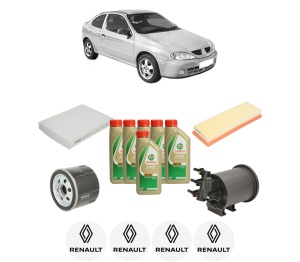 Set Pachet filtre revizie Bosch, 6 litrii ulei Castrol 5W40 RENAULT MEGANE I Coach (DA0/1_) 1.9 dCi (DA05, DA1F) din 2001-2003, 4x Stickere auto cu RENAULT - Img 2