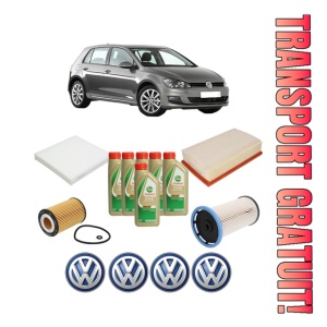 Set Pachet filtre revizie Bosch, 6 litrii ulei Castrol 5W40 Volkswagen GOLF VII (5G1, BQ1, BE1, BE2) 2.0 TDI din 2012-2020, 4x Stickere auto cu Volkswagen