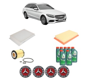 Set Pachet filtre revizie Bosch, 7 litrii ulei Castrol 10W40 MERCEDES-BENZ C-CLASS T-Model (S205) C 250 (205.245) din 2014-2018, 4x Stickere auto cu MERCEDES-BENZ - Img 2
