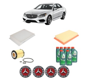 Set Pachet filtre revizie Bosch, 7 litrii ulei Castrol 10W40 MERCEDES-BENZ E-CLASS (W213) E 200 4-matic (213.043) din 2016-2019, 4x Stickere auto cu MERCEDES-BENZ - Img 2