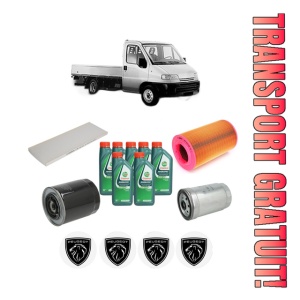 Set Pachet filtre revizie Bosch, 7 litrii ulei Castrol 10W40 PEUGEOT BOXER Platform/Chassis (ZCT_) 2.8 HDi din 2000-2001, 4x Stickere auto cu PEUGEOT