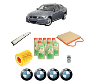 Set Pachet filtre revizie Bosch, 7 litrii ulei Castrol 5W30 BMW Seria 3 (E90) 335 i din 2006-2011, 4x Stickere auto cu BMW - Img 2