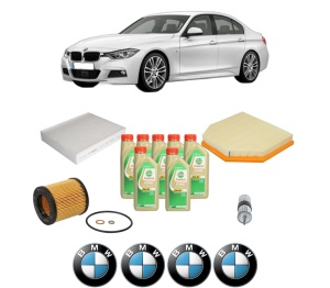 Set Pachet filtre revizie Bosch, 7 litrii ulei Castrol 5W30 BMW Seria 3 (F30, F80) M3 Competition din 2016-2018, 4x Stickere auto cu BMW - Img 2