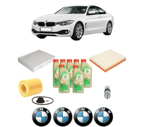 Set Pachet filtre revizie Bosch, 7 litrii ulei Castrol 5W30 BMW Seria 4 Coupe (F32, F82) 435 i din 2013-2016, 4x Stickere auto cu BMW - Img 2
