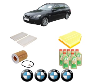 Set Pachet filtre revizie Bosch, 7 litrii ulei Castrol 5W30 BMW Seria 5 Touring (E61) 525 i din 2004-2010, 4x Stickere auto cu BMW - Img 2