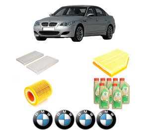Set Pachet filtre revizie Bosch, 7 litrii ulei Castrol 5W30 BMW Seria 5 (E60) 525 i din 2005-2010, 4x Stickere auto cu BMW - Img 2