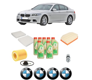 Set Pachet filtre revizie Bosch, 7 litrii ulei Castrol 5W30 BMW Seria 5 (F10) 523 i din 2010-2011, 4x Stickere auto cu BMW - Img 2