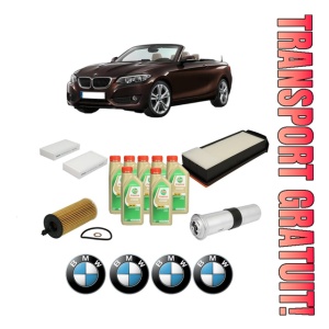 Set Pachet filtre revizie Bosch, 7 litrii ulei Castrol 5W30 BMW Seria X4 (F26) xDrive 35 d din 2014-2018, 4x Stickere auto cu BMW