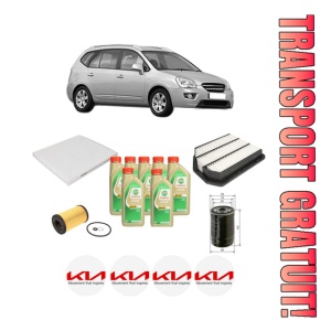 Set Pachet filtre revizie Bosch, 7 litrii ulei Castrol 5W30 KIA CARENS III MPV (UN) 1.6 CRDi 128 din 2010-2013, 4x Stickere auto cu KIA