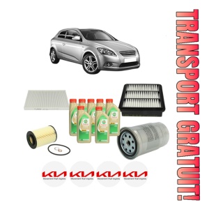Set Pachet filtre revizie Bosch, 7 litrii ulei Castrol 5W30 KIA CEE'D Hatchback (ED) 2.0 CRDi 140 din 2007-2012, 4x Stickere auto cu KIA