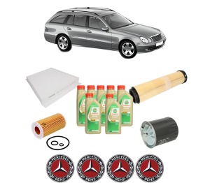 Set Pachet filtre revizie Bosch, 7 litrii ulei Castrol 5W30 MERCEDES-BENZ E-CLASS T-Model (S211) E 270 T CDI (211.216) din 2003-2009, 4x Stickere auto cu MERCEDES-BENZ - Img 2
