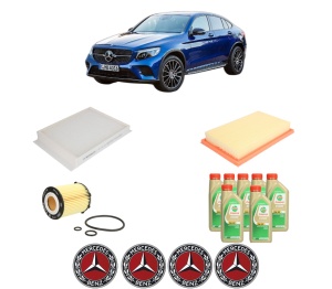 Set Pachet filtre revizie Bosch, 7 litrii ulei Castrol 5W30 MERCEDES-BENZ GLC Coupe (C253) 300 4-matic (253.349) din 2016-2019, 4x Stickere auto cu MERCEDES-BENZ - Img 2