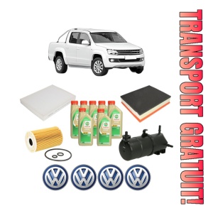 Set Pachet filtre revizie Bosch, 7 litrii ulei Castrol 5W30 Volkswagen AMAROK (2HA, 2HB, S1B, S6B, S7A, S7B, AGD) 2.0 BiTDI din 2011, 4x Stickere auto cu Volkswagen