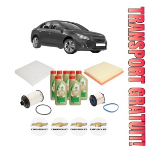Set Pachet filtre revizie Bosch, 7 litrii ulei Castrol 5W40 CHEVROLET CRUZE (J300) 2.0 CDI din 2009-2011, 4x Stickere auto cu CHEVROLET