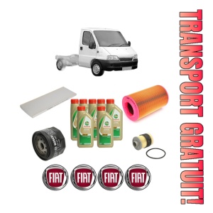 Set Pachet filtre revizie Bosch, 7 litrii ulei Castrol 5W40 FIAT DUCATO Platform/Chassis (244_) 2.3 JTD din 2001-2006, 4x Stickere auto cu FIAT