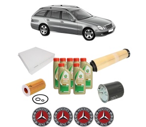 Set Pachet filtre revizie Bosch, 7 litrii ulei Castrol 5W40 MERCEDES-BENZ E-CLASS T-Model (S211) E 270 T CDI (211.216) din 2003-2009, 4x Stickere auto cu MERCEDES-BENZ - Img 2