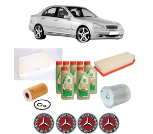 Set Pachet filtre revizie Bosch, 7 litrii ulei Castrol 5W40 MERCEDES-BENZ C-CLASS (W203) C 200 CDI (203.004) din 2000-2003, 4x Stickere auto cu MERCEDES-BENZ - Img 2