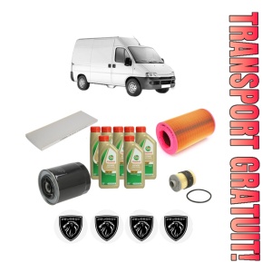 Set Pachet filtre revizie Bosch, 7 litrii ulei Castrol 5W40 PEUGEOT BOXER Van (244) 2.8 HDi din 2001-2006, 4x Stickere auto cu PEUGEOT
