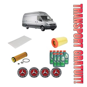Set Pachet filtre revizie Bosch, 8 litrii ulei Castrol 10W40 MERCEDES-BENZ SPRINTER 5-t Van (B906) 516 din 2009-2018, 4x Stickere auto cu MERCEDES-BENZ