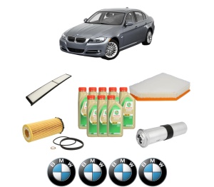 Set Pachet filtre revizie Bosch, 8 litrii ulei Castrol 5W30 BMW Seria 3 (E90) 330 d xDrive din 2008-2011, 4x Stickere auto cu BMW - Img 2