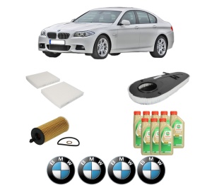 Set Pachet filtre revizie Bosch, 8 litrii ulei Castrol 5W30 BMW Seria 5 (F10) 530 d xDrive din 2011-2016, 4x Stickere auto cu BMW - Img 2