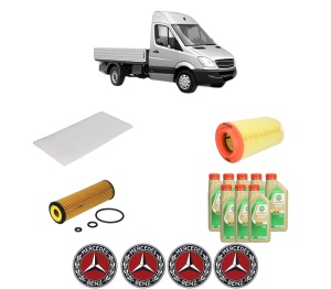 Set Pachet filtre revizie Bosch, 8 litrii ulei Castrol 5W30 MERCEDES-BENZ SPRINTER 5-t Platform/Chassis (B906) 516 (906.153, 906.155, 906.253, 906.255) din 2008-2018, 4x Stickere auto cu MERCEDES-BENZ - Img 2