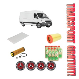 Set Pachet filtre revizie Bosch, 8 litrii ulei Castrol 5W30 MERCEDES-BENZ SPRINTER 3-t Van (B906) 216 (906.613) din 2008-2018, 4x Stickere auto cu MERCEDES-BENZ