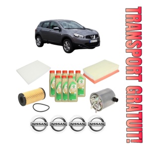 Set Pachet filtre revizie Bosch, 8 litrii ulei Castrol 5W30 NISSAN QASHQAI I VAN (J10) 2.0 dCi All-wheel Drive din 2013-2014, 4x Stickere auto cu NISSAN