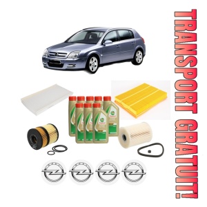 Set Pachet filtre revizie Bosch, 8 litrii ulei Castrol 5W40 OPEL SIGNUM Hatchback (Z03) 3.0 V6 CDTI (F48) din 2003-2005, 4x Stickere auto cu OPEL
