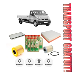Set Pachet filtre revizie Bosch, 8 litrii ulei Castrol 5W40 RENAULT TRAFIC II Platform/Chassis (EL) 2.5 dCi 135 (EL0D) din 2001-2006, 4x Stickere auto cu RENAULT