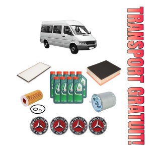 Set Pachet filtre revizie Bosch, 9 litrii ulei Castrol 10W40 MERCEDES-BENZ SPRINTER 4-t Bus (B904) 416 CDI (904.662, 904.663) din 2000-2006, 4x Stickere auto cu MERCEDES-BENZ