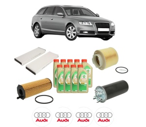 Set Pachet filtre revizie Bosch, 9 litrii ulei Castrol 5W30 AUDI A6 C6 Avant (4F5) 3.0 TDI quattro din 2005-2011, 4x Stickere auto cu AUDI - Img 2
