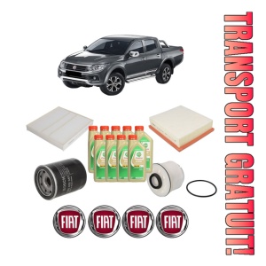 Set Pachet filtre revizie Bosch, 9 litrii ulei Castrol 5W30 FIAT FULLBACK Pickup (502_, 503_) 2.4 D (KT0T) din 2016, 4x Stickere auto cu FIAT
