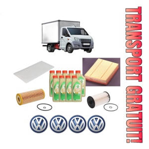 Set Pachet filtre revizie Bosch, 9 litrii ulei Castrol 5W30 Volkswagen CRAFTER 30-50 Van (2E_) 2.5 TDI din 2006-2011, 4x Stickere auto cu Volkswagen
