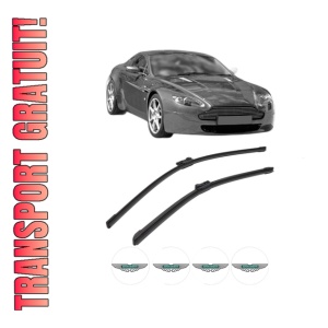 Set stergatoare ASTON MARTIN VANTAGE Vantage din 2008-2018, pentru parbriz auto, 2 bucati, Bosch Aerotwin, din cauciuc siliconat rezistent, 4 Stickere Auto ASTON MARTIN