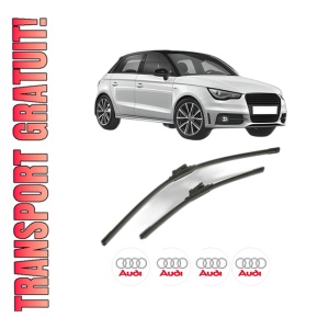 Set stergatoare AUDI A1 Sportback (8XA, 8XF) din 2011-2018, pentru parbriz auto, 2 bucati, Bosch Aerotwin, din cauciuc siliconat rezistent, 4 Stickere Auto AUDI