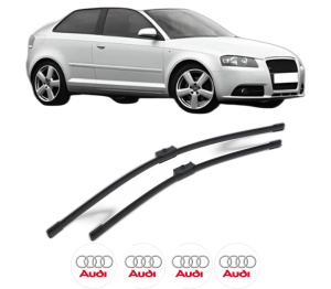 Set stergatoare AUDI A3 (8P1) din 2003-2012, pentru parbriz auto, 2 bucati, Bosch Aerotwin, din cauciuc siliconat rezistent, 4 Stickere Auto AUDI v43523
