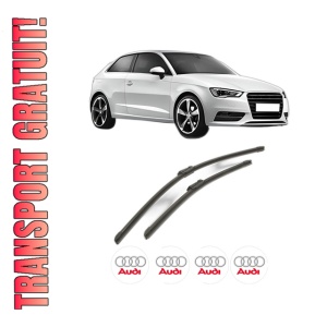 Set stergatoare AUDI A3 (8V1, 8VK) din 2012-2020, pentru parbriz auto, 2 bucati, Bosch Aerotwin, din cauciuc siliconat rezistent, 4 Stickere Auto AUDI