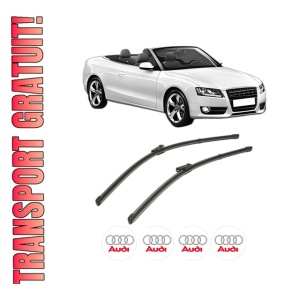 Set stergatoare AUDI A5 Convertible (8F7) din 2009-2017, pentru parbriz auto, 2 bucati, Valeo Silencio Xtrm, din cauciuc siliconat rezistent, 4 Stickere Auto AUDI