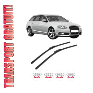 Set stergatoare AUDI A6 Allroad C6 (4FH) din 2006-2011, pentru parbriz auto, 2 bucati, Bosch Aerotwin, din cauciuc siliconat rezistent, 4 Stickere Auto AUDI