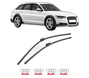 Set stergatoare AUDI A6 Allroad C7 (4GH, 4GJ) din 2012-2018, pentru parbriz auto, 2 bucati, Valeo Silencio Xtrm, din cauciuc siliconat rezistent, 4 Stickere Auto AUDI v38538