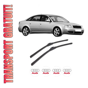 Set stergatoare AUDI A6 C5 (4B2, 4B4) din 1997-2005, pentru parbriz auto, 2 bucati, Bosch Aerotwin, din cauciuc siliconat rezistent, 4 Stickere Auto AUDI