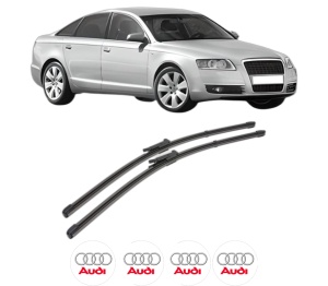 Set stergatoare AUDI A6 C6 (4F2) din 2004-2011, pentru parbriz auto, 2 bucati, Valeo Silencio Xtrm, din cauciuc siliconat rezistent, 4 Stickere Auto AUDI v38958